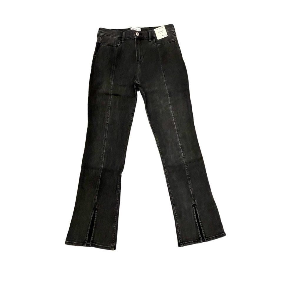 NWT Abercrombie Kids Black High Rise Flare Jean 17/18 Regular